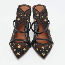 Malone Souliers Black Leather and Mesh Maureen Mules Size 39