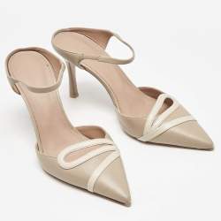 Pre Owned Malone Souliers Beige Leather Ankle Strap Pumps Size 40