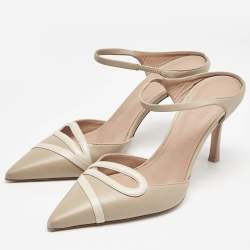 Pre Owned Malone Souliers Beige Leather Ankle Strap Pumps Size 40