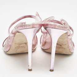 Malone Souliers Pink PVC Crystal Embellished Maureen Mules Size 40