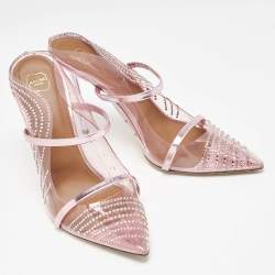 Malone Souliers Pink PVC Crystal Embellished Maureen Mules Size 40