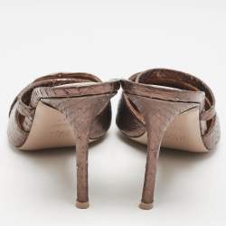 Malone Souliers Metallic Python Embossed Leather Frankie Mules Size 37