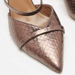 Malone Souliers Metallic Python Embossed Leather Frankie Mules Size 37