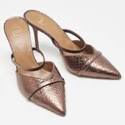 Malone Souliers Metallic Python Embossed Leather Frankie Mules Size 37
