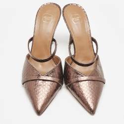 Malone Souliers Metallic Python Embossed Leather Frankie Mules Size 37