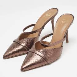 Malone Souliers Metallic Python Embossed Leather Frankie Mules Size 37