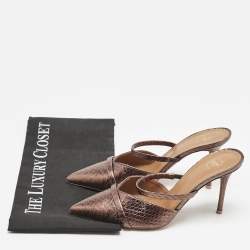 Malone Souliers Metallic Python Embossed Leather Frankie Mules Size 37
