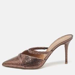 Malone Souliers Metallic Python Embossed Leather Frankie Mules Size 37