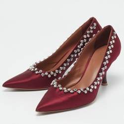Malone Souliers Burgundy Satin Gael Pumps Size 40