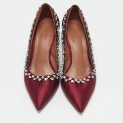 Malone Souliers Burgundy Satin Gael Pumps Size 40