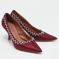 Malone Souliers Burgundy Satin Gael Pumps Size 40