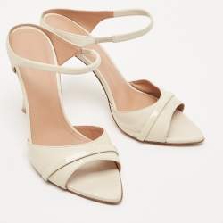 Malone Souliers Cream Leather Una Ankle Strap Sandals Size 38