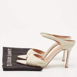 Malone Souliers Cream Leather Una Ankle Strap Sandals Size 38