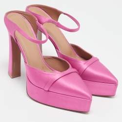 Malone Souliers Pink Satin Platform Pumps Size 38