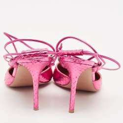 Pre Owned Malone Souliers Pink Snakeskin Embossed Patent Leather Marianna Pumps Size 39