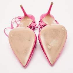 Pre Owned Malone Souliers Pink Snakeskin Embossed Patent Leather Marianna Pumps Size 39