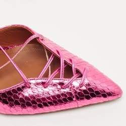 Pre Owned Malone Souliers Pink Snakeskin Embossed Patent Leather Marianna Pumps Size 39