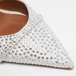 Malone Souliers Silver Satin Crystal Embellished Uma Mules Size 41