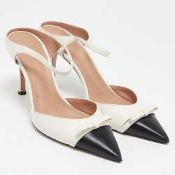 Malone Souliers Black/Ivory Leather Blythe Heel Mules Size 40