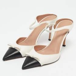 Malone Souliers Black/Ivory Leather Blythe Heel Mules Size 40