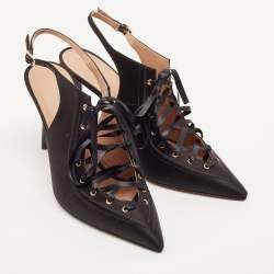 Malone Souliers Black Satin Alia Slingback Pumps Size 40