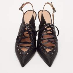 Malone Souliers Black Satin Alia Slingback Pumps Size 40