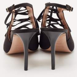 Malone Souliers Black Satin Alia Slingback Pumps Size 40
