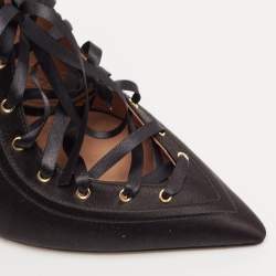 Malone Souliers Black Satin Alia Slingback Pumps Size 40