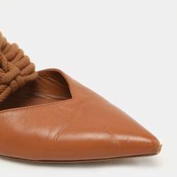 Pre Owned Malone Souliers Brown Leather and Rope Maisie Flats Size 39.5