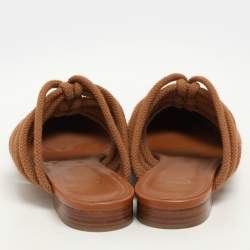 Pre Owned Malone Souliers Brown Leather and Rope Maisie Flats Size 39.5