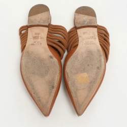 Pre Owned Malone Souliers Brown Leather and Rope Maisie Flats Size 39.5