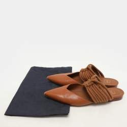 Pre Owned Malone Souliers Brown Leather and Rope Maisie Flats Size 39.5