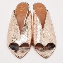 Pre Owned Malone Souliers Gold Metalic Leather Mules Size 40