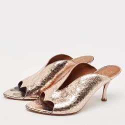 Pre Owned Malone Souliers Gold Metalic Leather Mules Size 40