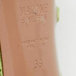 Malone Souliers Green Croc Embossed Leather Mila Platform Ankle Strap Sandals Size 39