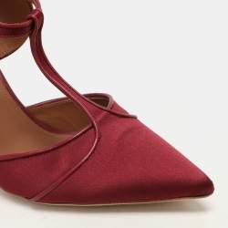 Malone Souliers Burgundy Satin and Leather Pumps Size 38.5