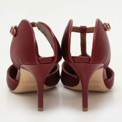 Malone Souliers Burgundy Satin and Leather Pumps Size 38.5