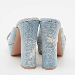 Malone Souliers Baby Blue Denim Yasmin Platform Mules Size 40