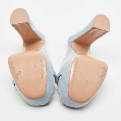 Malone Souliers Baby Blue Denim Yasmin Platform Mules Size 40