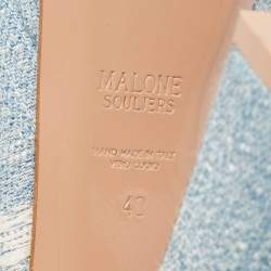 Malone Souliers Baby Blue Denim Yasmin Platform Mules Size 40