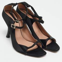 Malone Souliers Black Satin Riley Ankle Strap Sandals Size 40