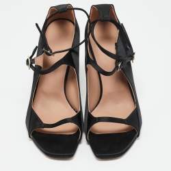 Malone Souliers Black Satin Riley Ankle Strap Sandals Size 40