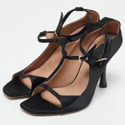 Malone Souliers Black Satin Riley Ankle Strap Sandals Size 40