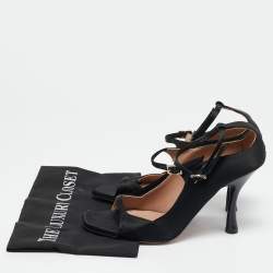 Malone Souliers Black Satin Riley Ankle Strap Sandals Size 40