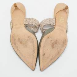 Malone Souliers Army Green Croc Embossed Leather Maisie Mules Size 37