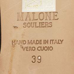 Pre Owned Malone Souliers Black/Gold Satin and Leather Maureen Flats Size 39