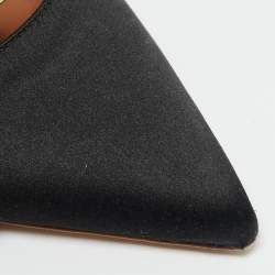 Pre Owned Malone Souliers Black/Gold Satin and Leather Maureen Flats Size 39