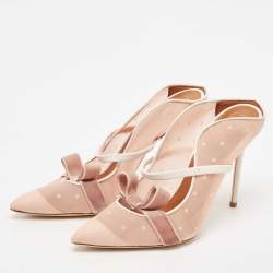 Malone Souliers Pink Leather and Mesh Margueritee Mules Size 39