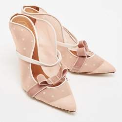Malone Souliers Pink Leather and Mesh Margueritee Mules Size 39