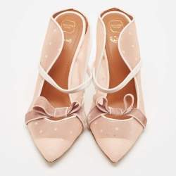 Malone Souliers Pink Leather and Mesh Margueritee Mules Size 39